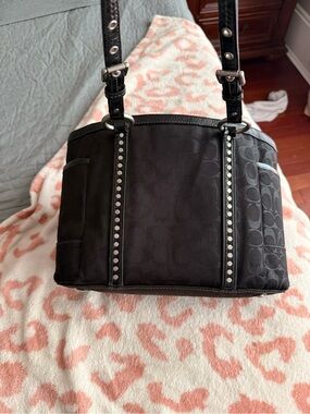 Coach Black Signature Studded Shoulder Bag